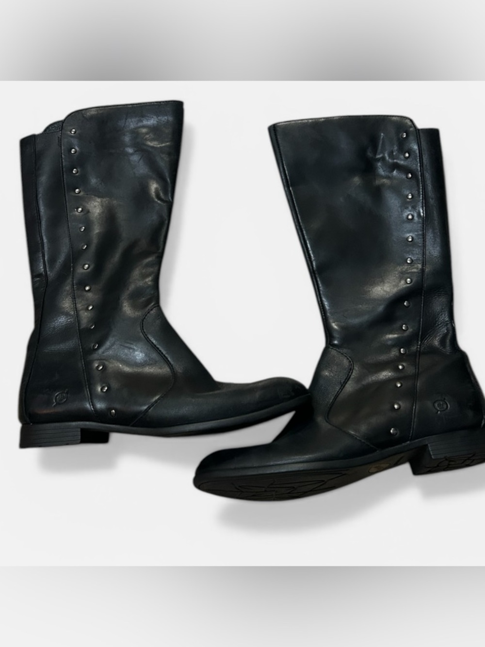 Born Women’s Size 9.5 Black Studded Leather Upper High Knee Zipper Casual Boots